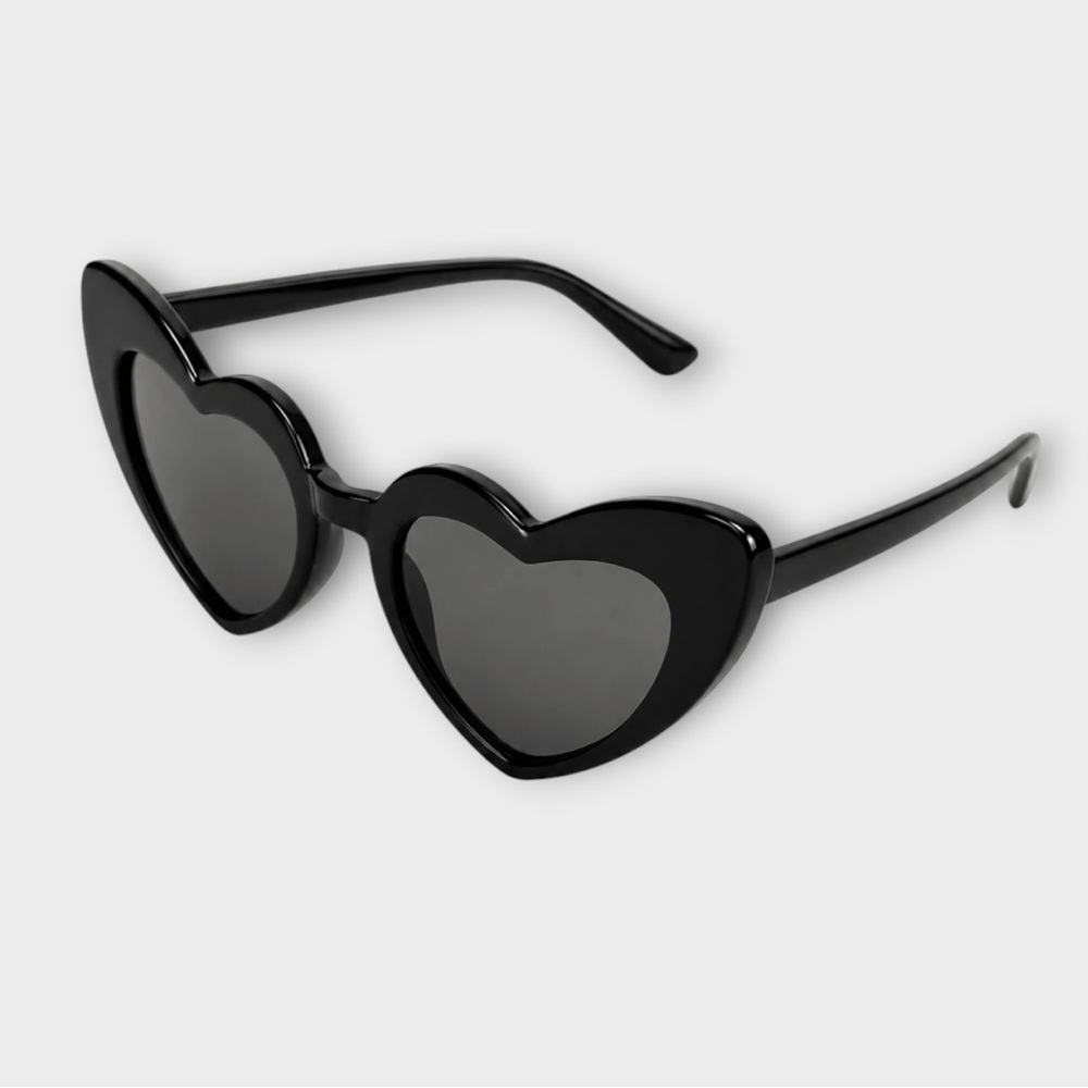 Black Heart-Shaped Sunglasses - Women's Fashion Shades